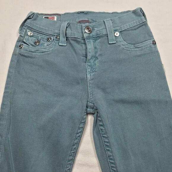 TRUE RELIGION Serena Jeans Women 26x29 Turquoise Green Skinny Stretch Denim USA - Picture 3 of 16